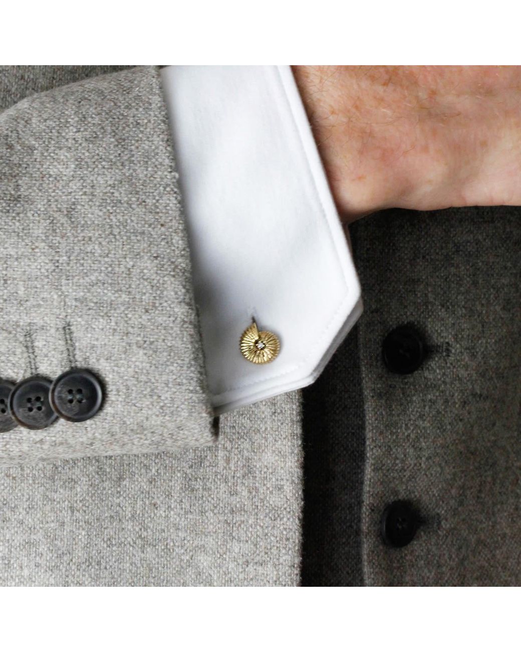 Lee Renee Metallic Ammonite Diamond Cufflinks – for men