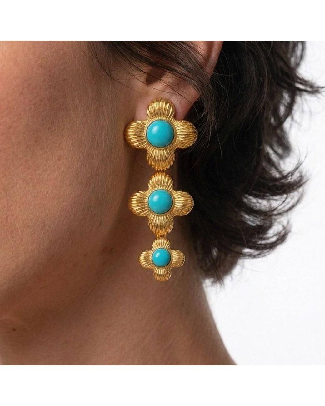 GEM BAZAAR Blue Fleur D'Amour Earrings