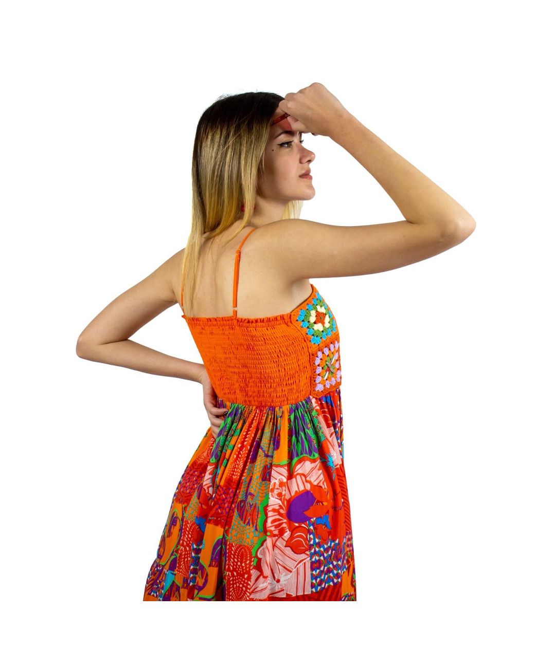 Lalipop Design Red Handmade Crochet Top Viscose Maxi Dress