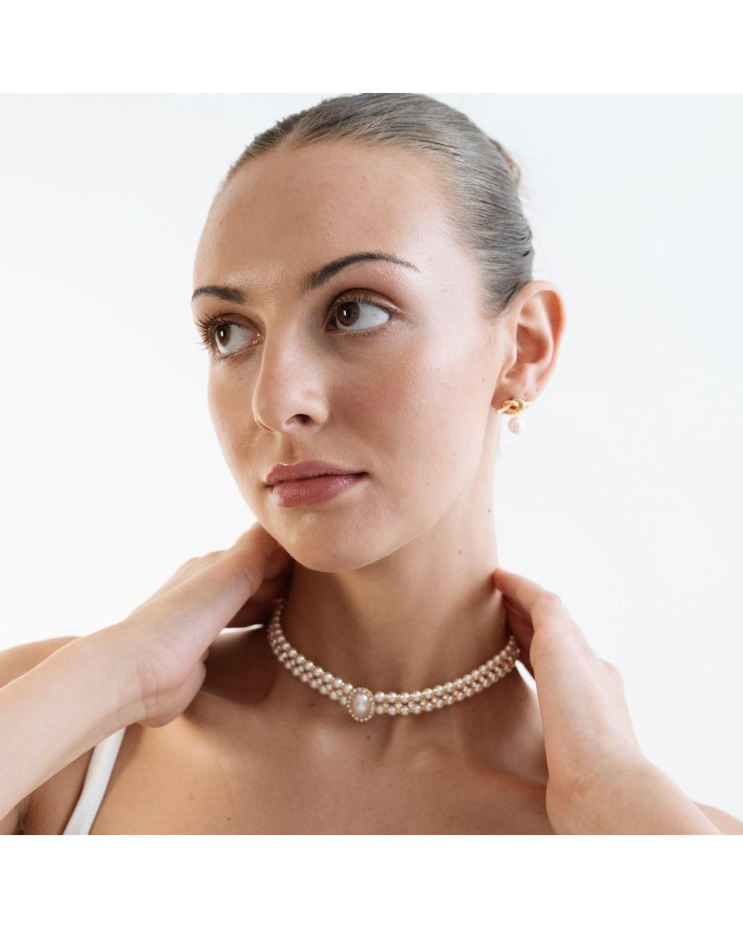 Miss Cecilia Metallic Amelia Pearl Ladies Choker