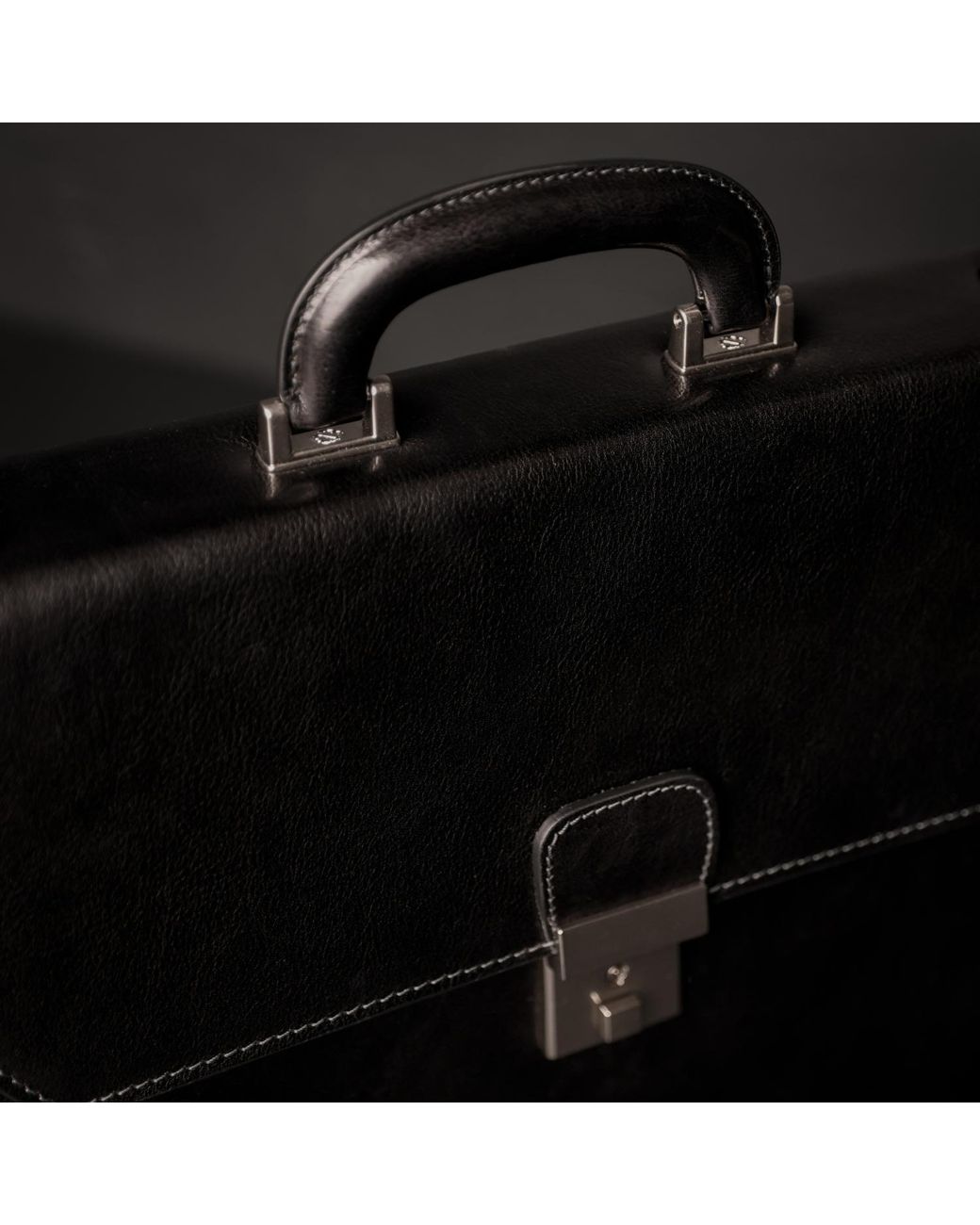 Time Resistance Black Large Leather Briefcase for men