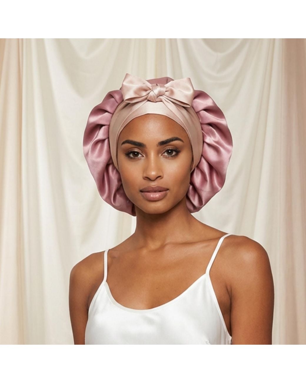 Hi Silk Pink And Adjustable Bonnet With Silk Twill Ties