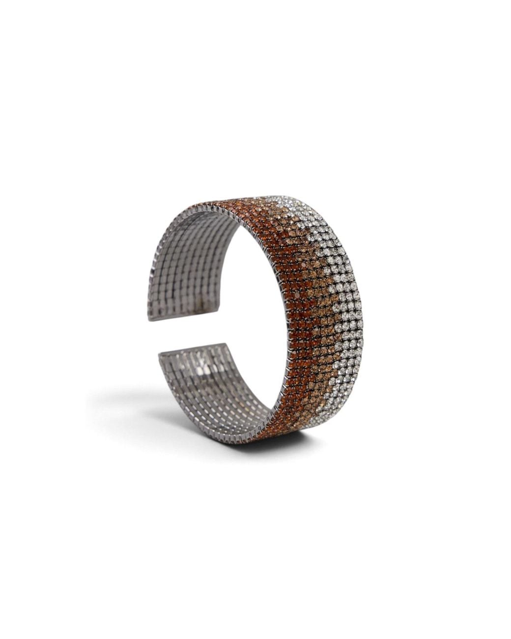 Saachi Brown Crystal Row Cuff Rust Bracelet