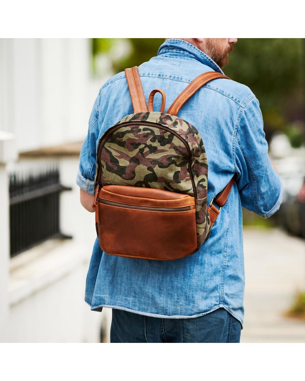 VIDA VIDA Brown Camo & Leather Backpack - Camo