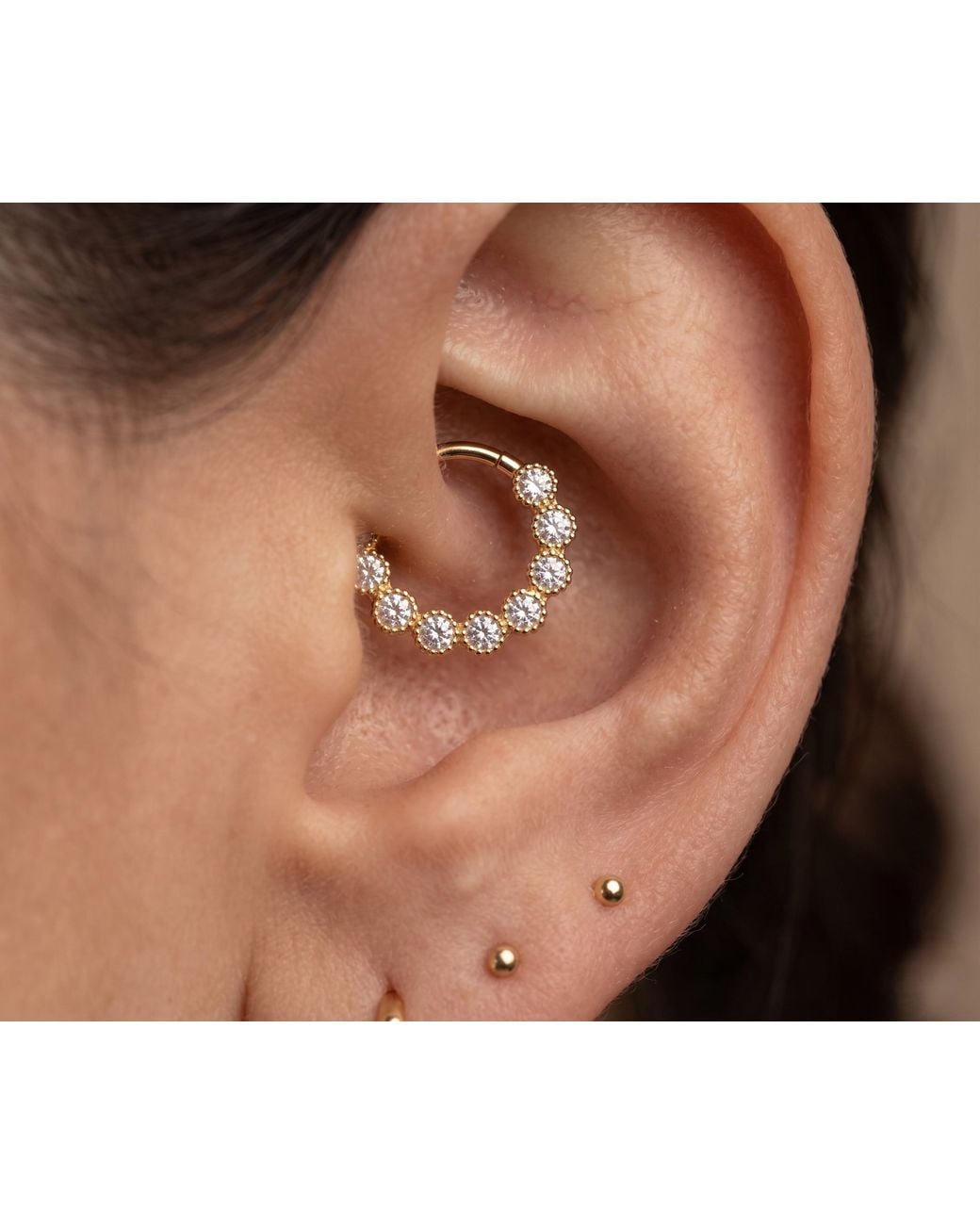 Zahav Jewelry Metallic 10K Solid Cz Clicker Hoop