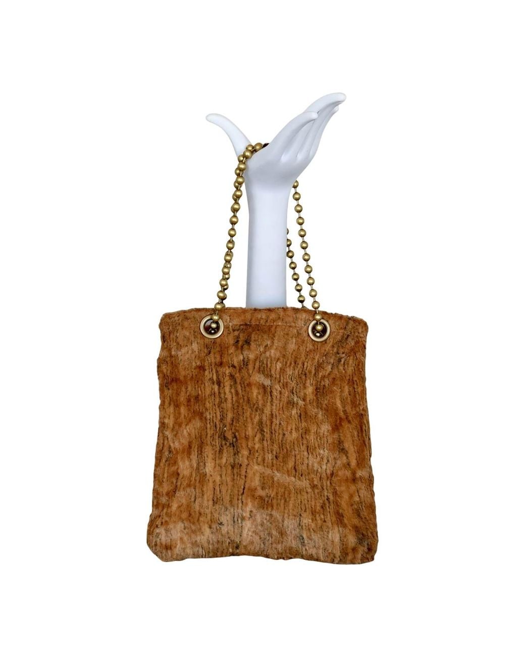 Romer Millinery Brown Morphy Moldable North South Woodgrain Velvet Bag Xl Ball Chain Handle