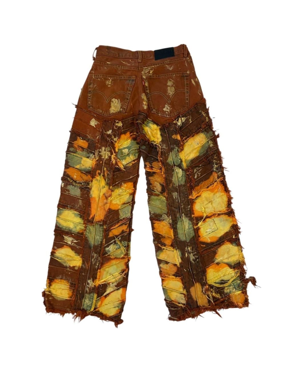 Zasta Studio Yellow Wearable Ruins Shredded Denim Wide Leg Pant A