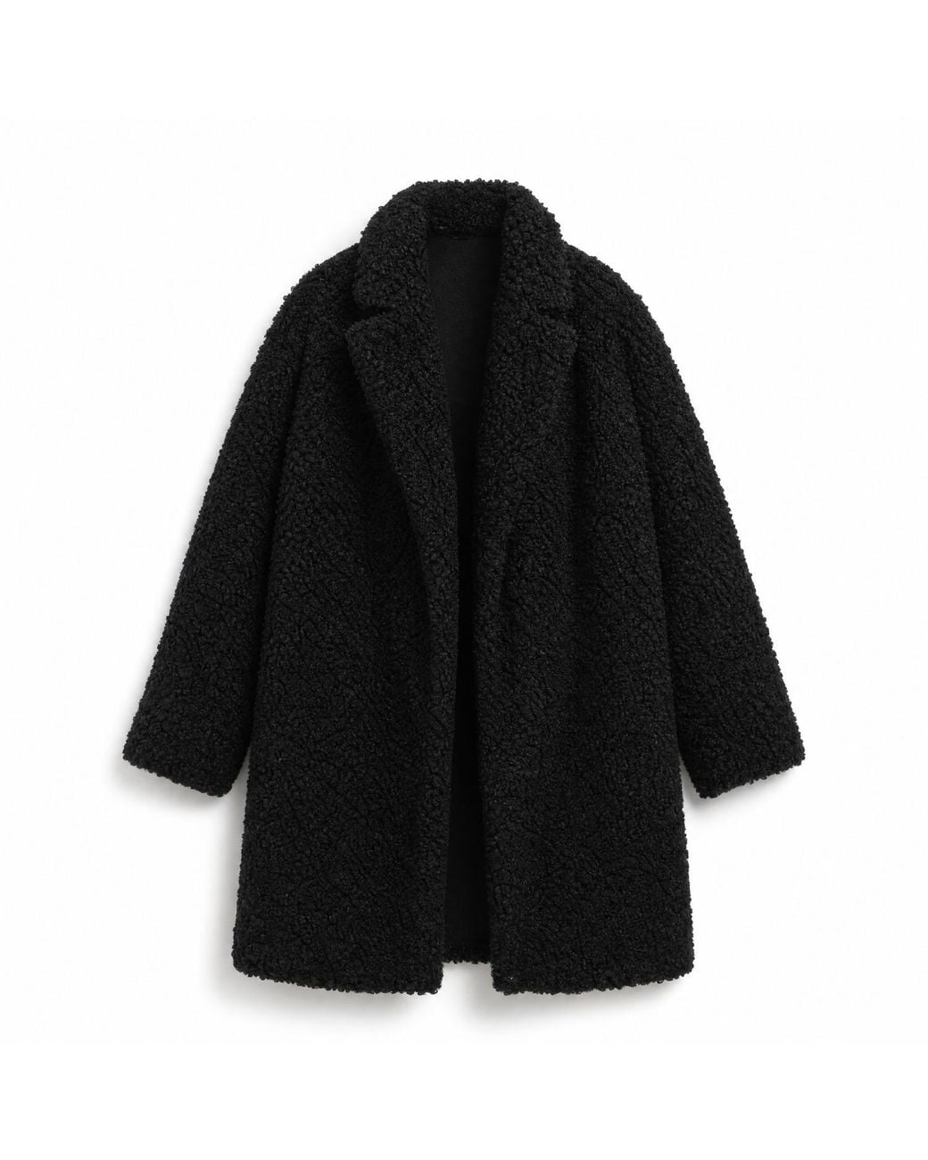 Mauritius Black Oversized Textile Coat – Cozy Relaxed Fit Nindy