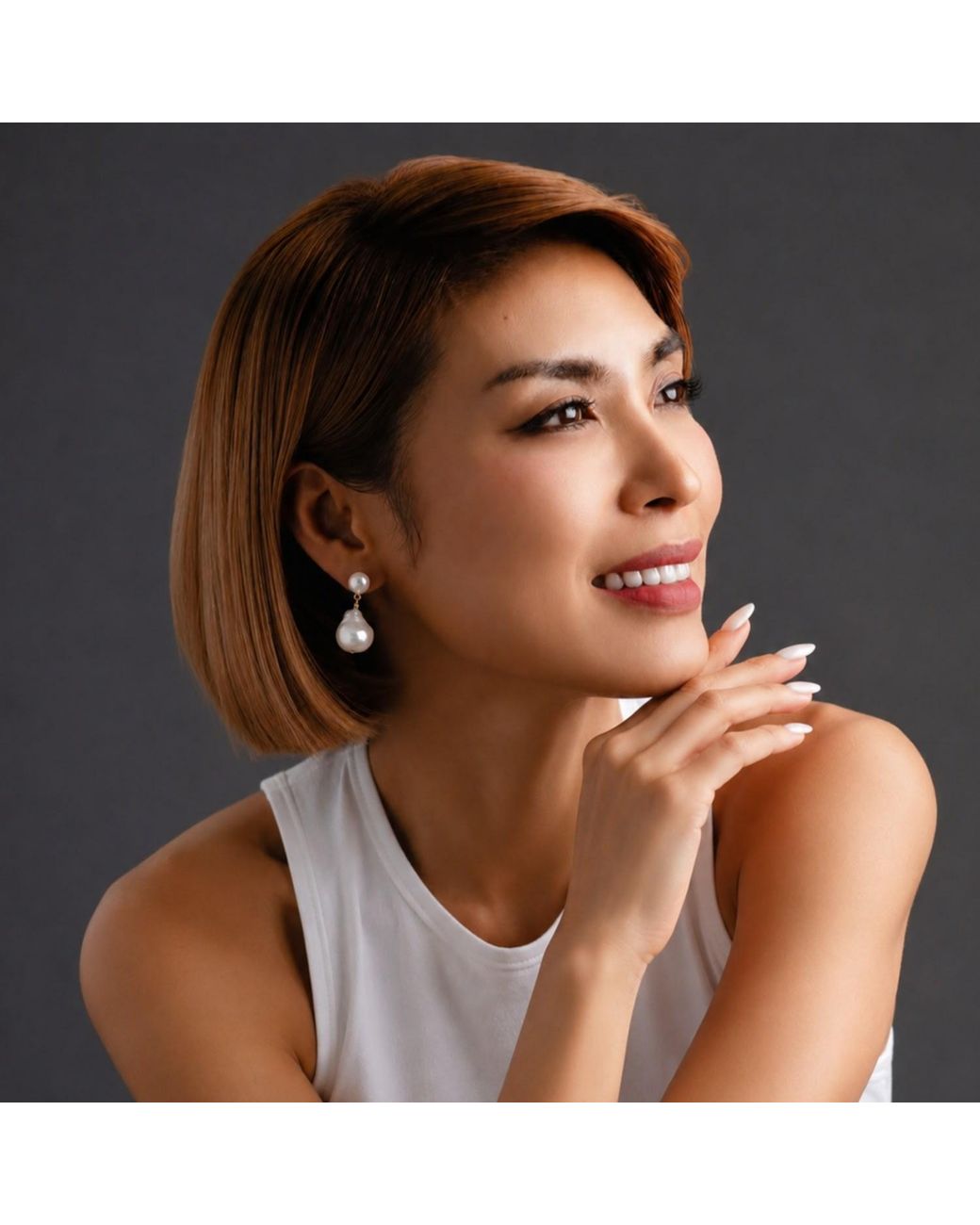 VIEA Metallic Cecily Baroque Pearl Earrings
