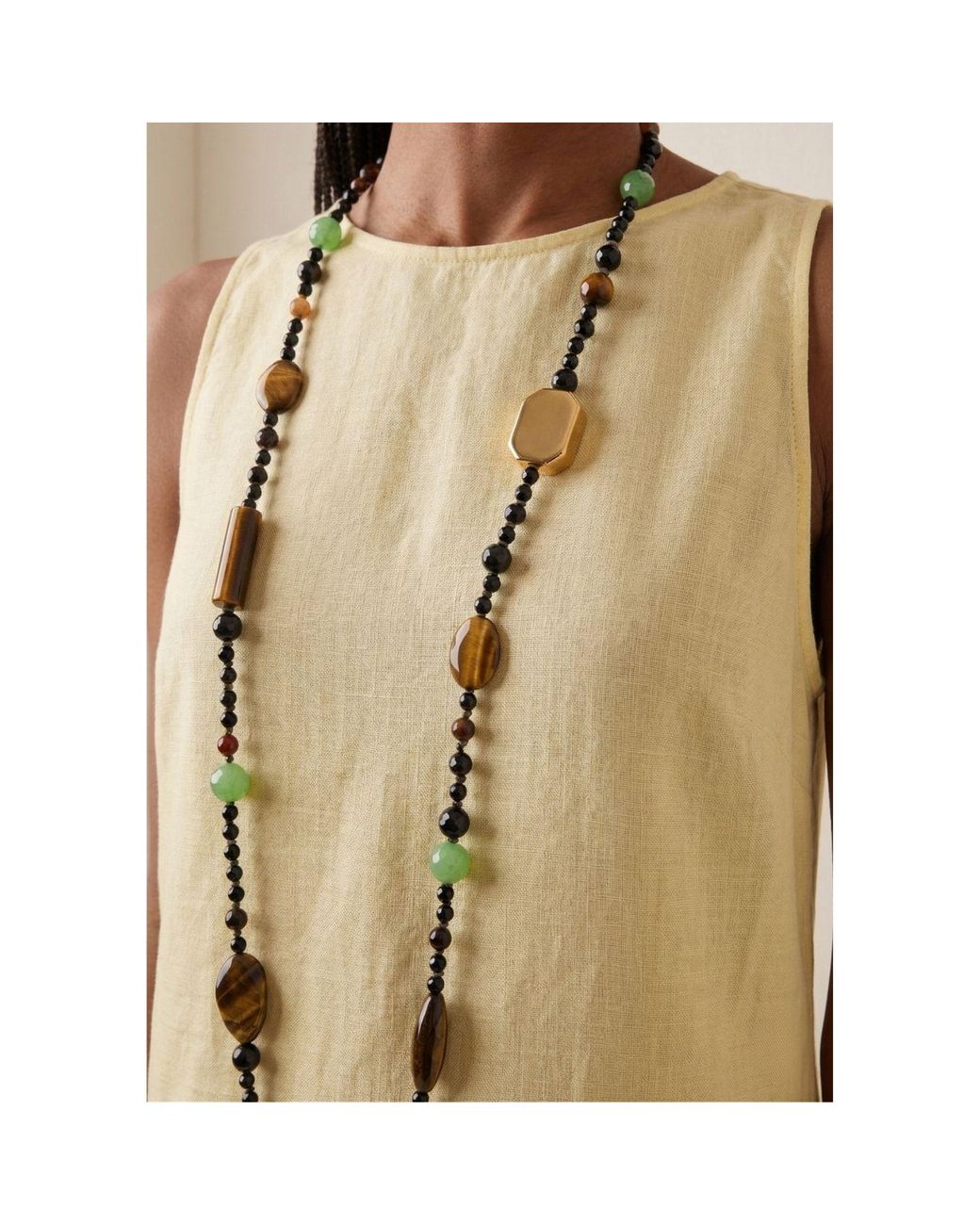 Jaredjamin Metallic Sorrento Gemstone Knotted Necklace