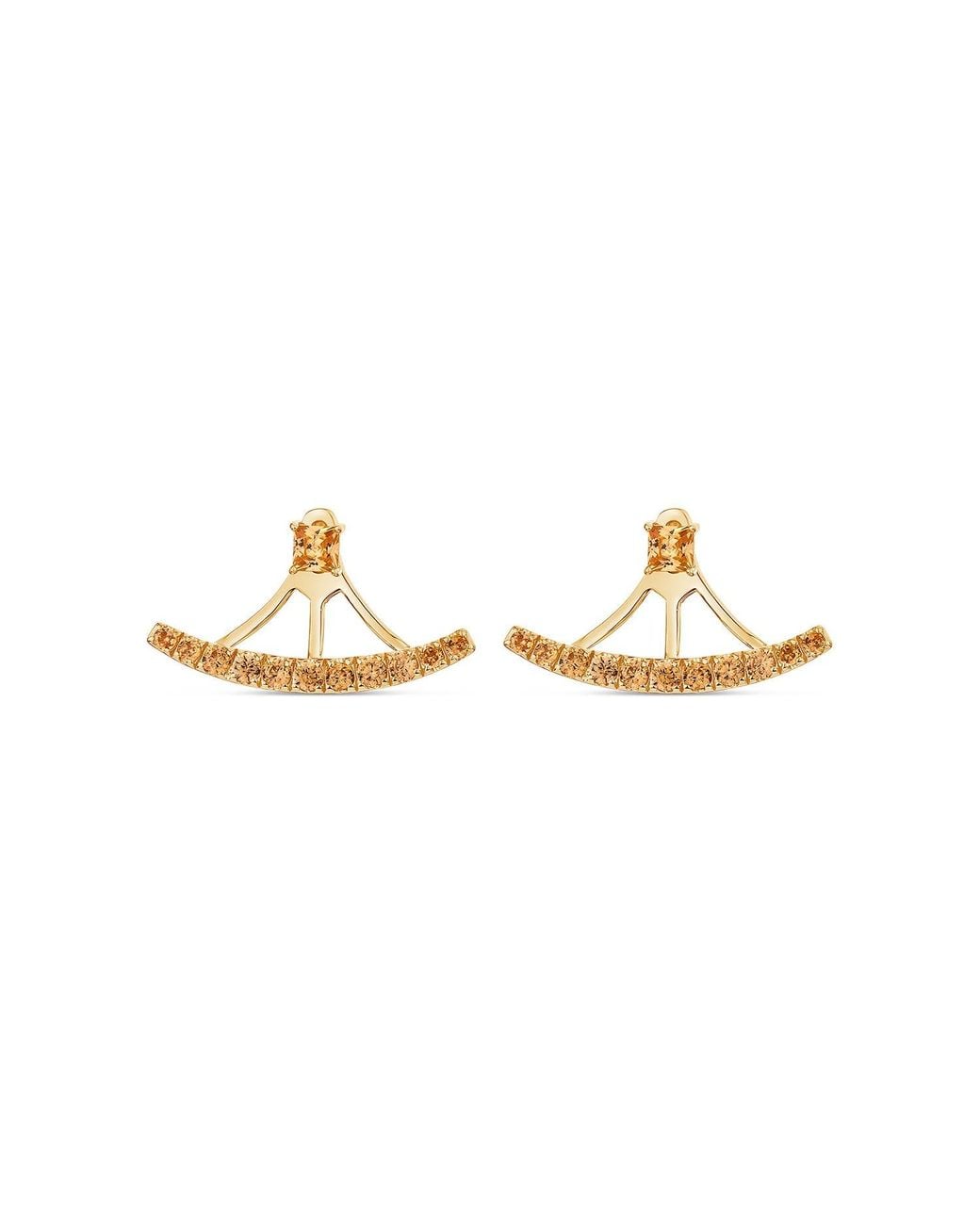 SALLY SKOUFIS Metallic Complete Ear Jacket With Made Champagne Cz Diamond Stimulant In18K Vermeil