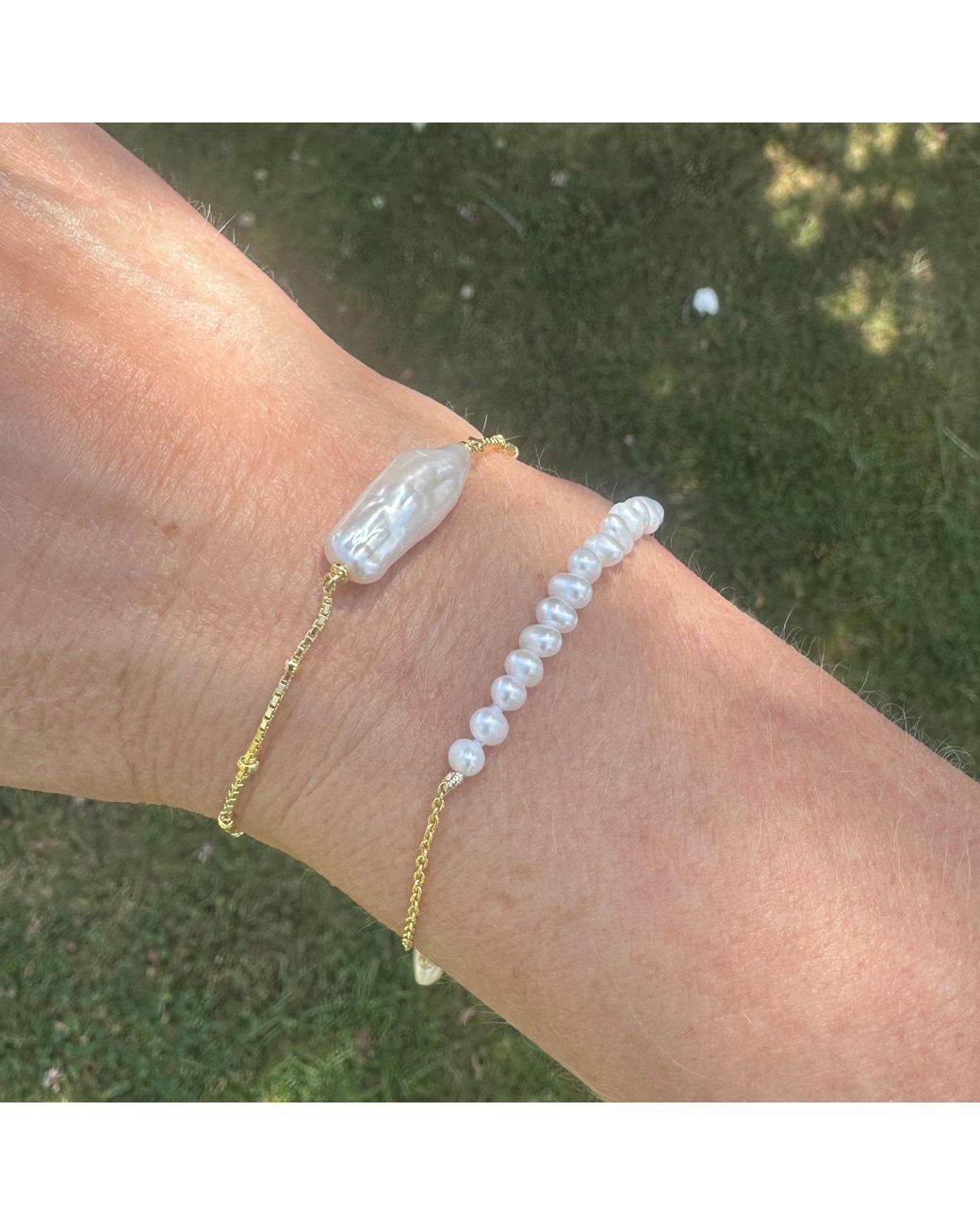 Clemence Wren Metallic Baroque Freshwater Pearl Bracelet