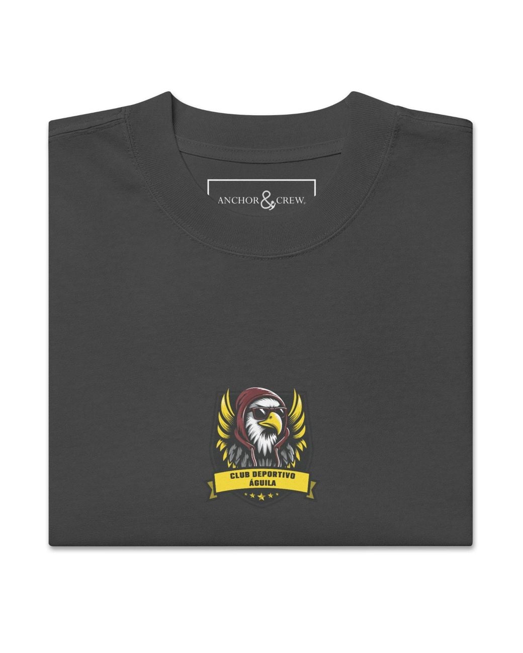 Anchor and Crew Black Faded C. D. Aguila El Clasico Football Cotton Oversized T-Shirt
