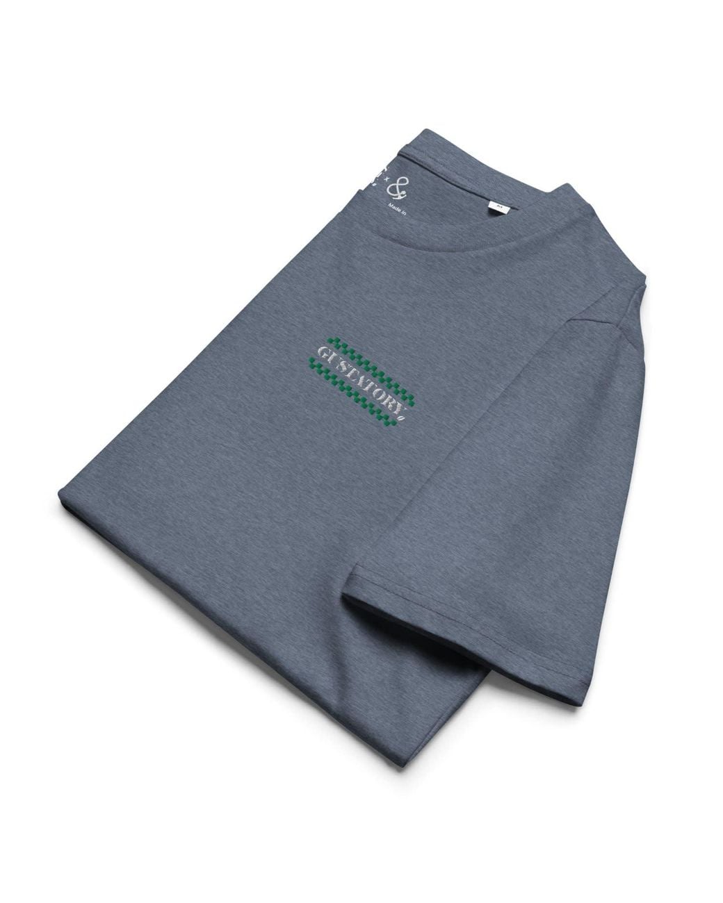 Anchor and Crew Blue Heather Gustatory Have A Good Day Organic Cotton Embroidered T-Shirt