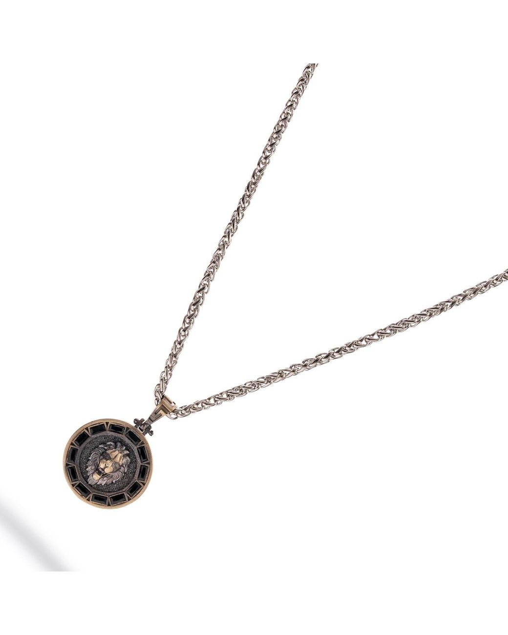 Ebru Jewelry White Majestic Lion Diamond Necklace for men