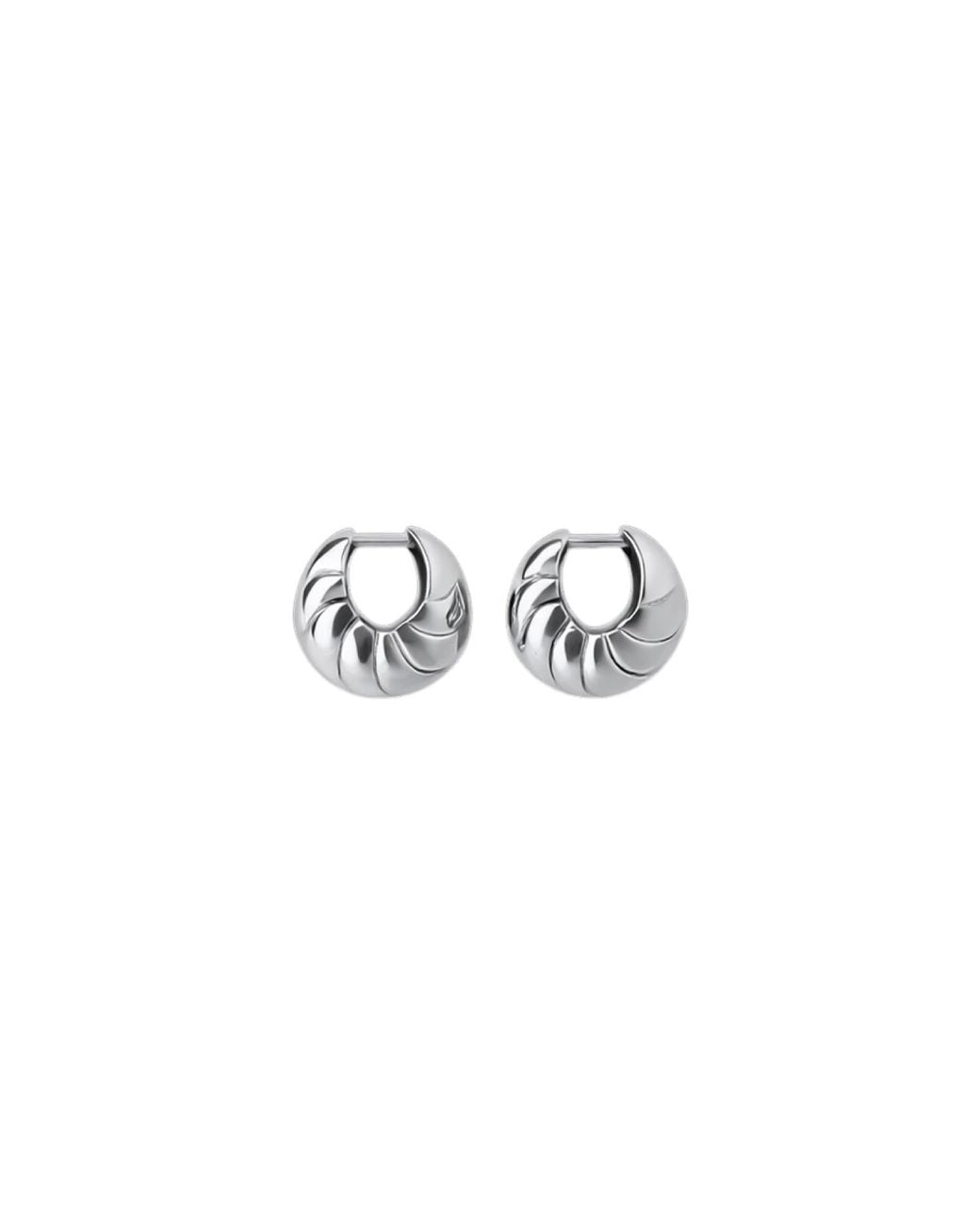 Gutta Design White Bombé Earring Rhodium Plated