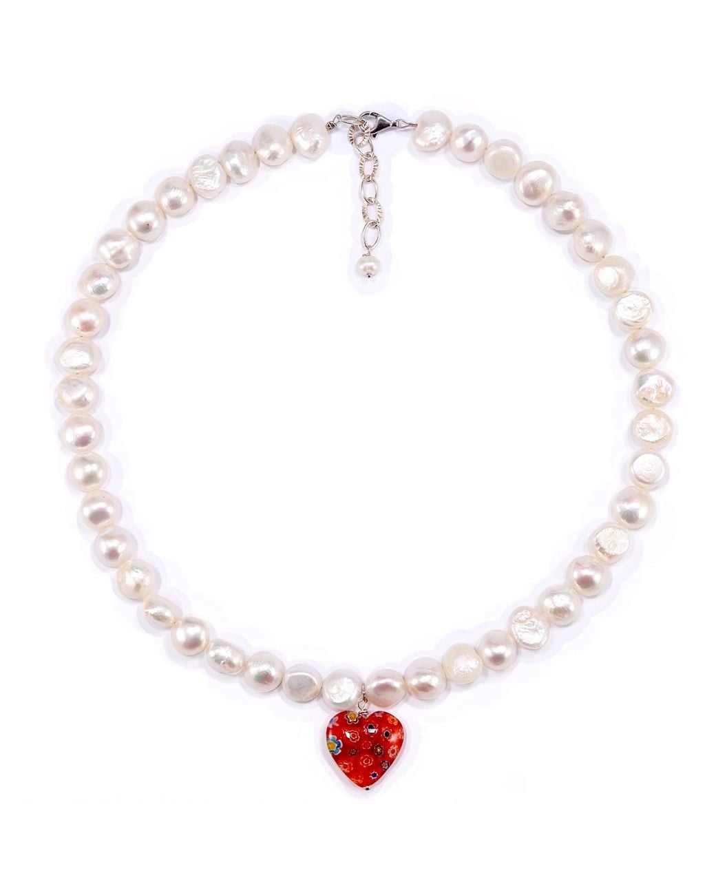 Mineralgems•Studio Red Pearl Necklace With Heart