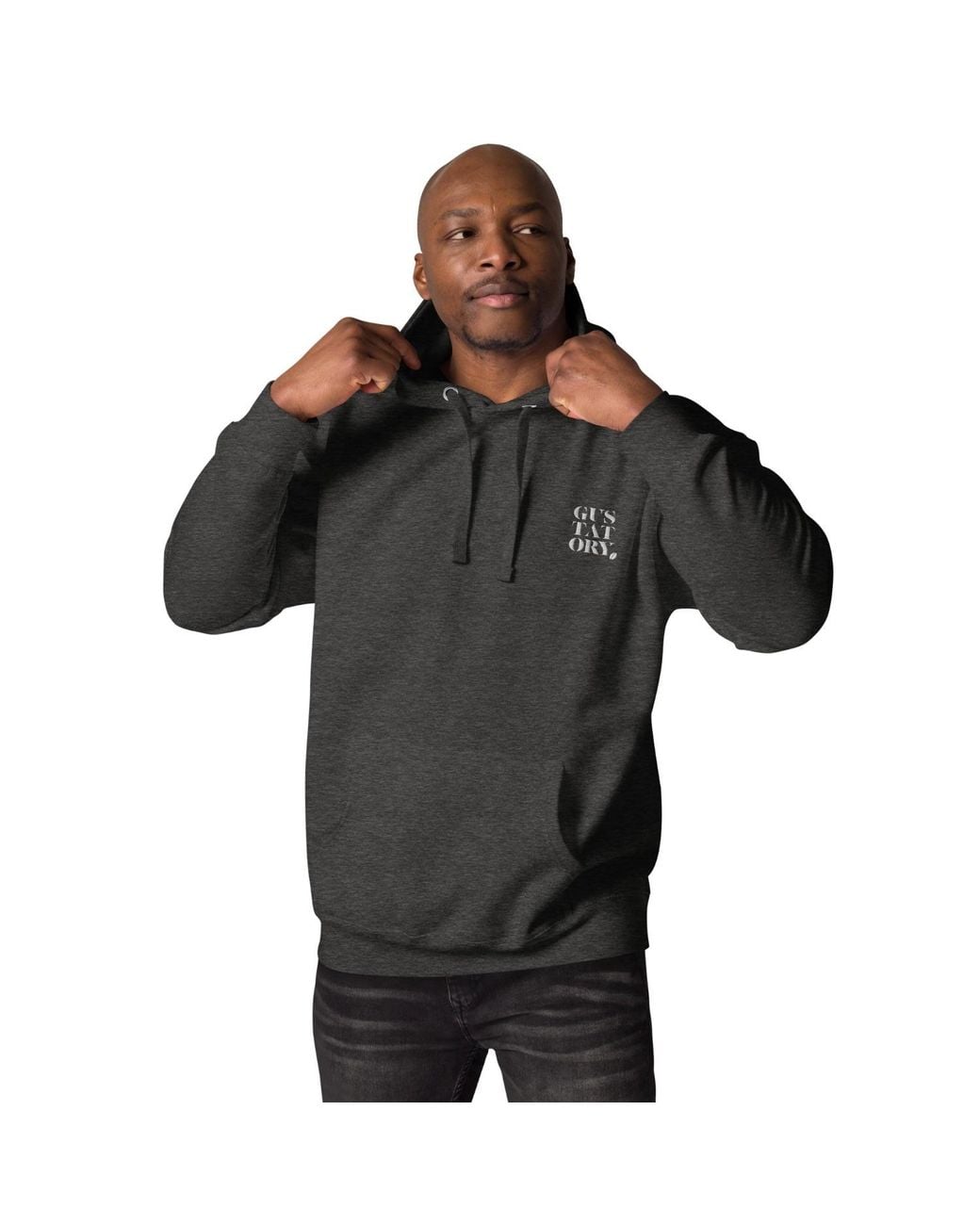 Anchor and Crew Gray Heather Gustatory New York Coffee Scene Cotton Blend Embroidered Hoodie
