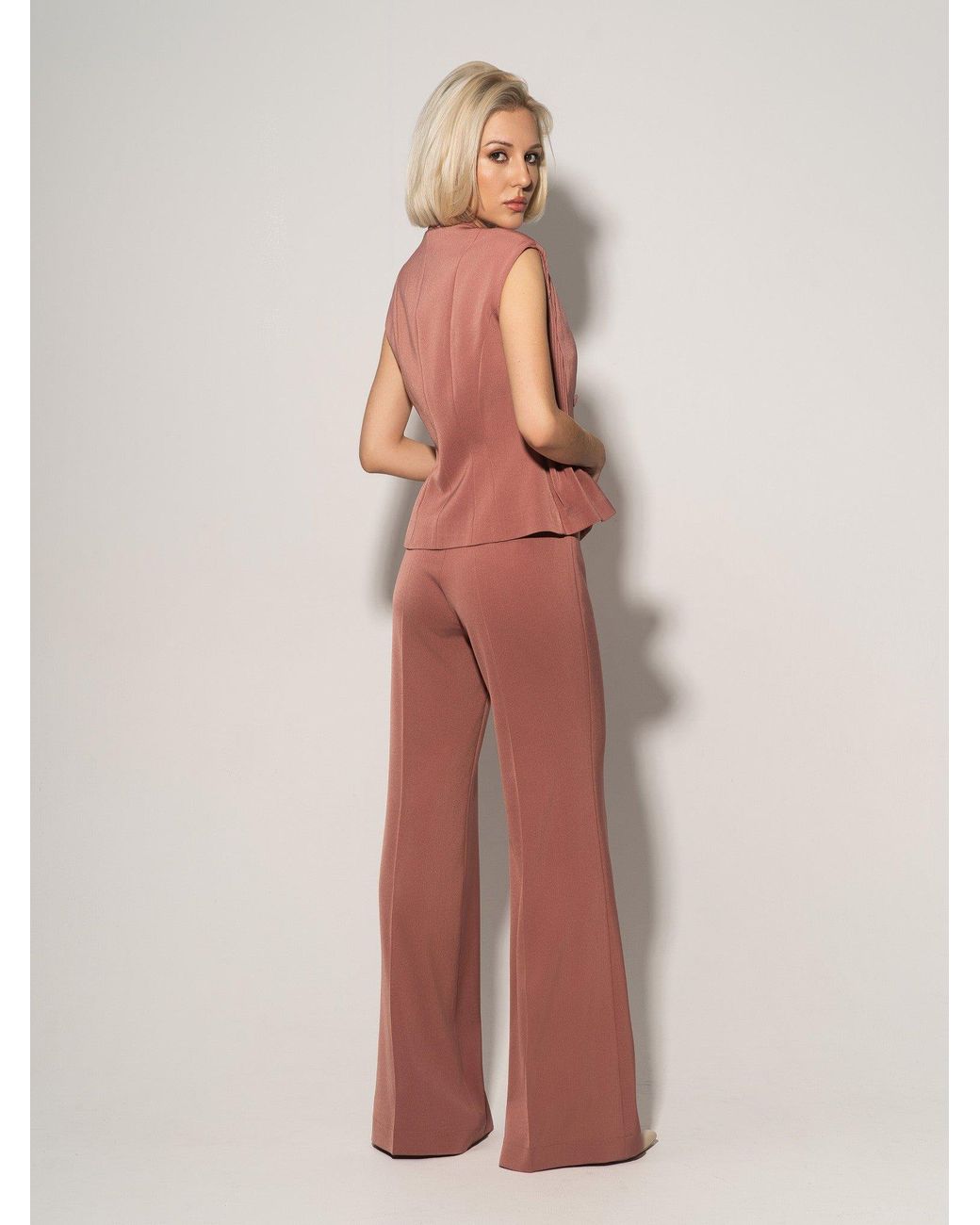 Tia Dorraine Pink Flared Trousers With Adjustable Waist