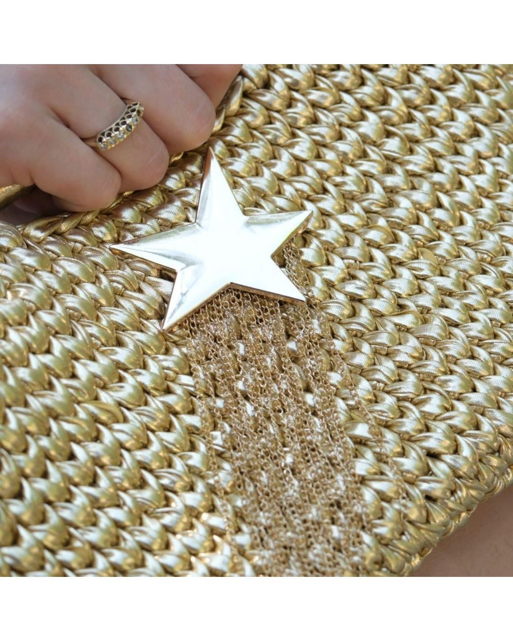 Springmoonatelier Blonde Venüs Handcrafted Metallic Yarn Bag