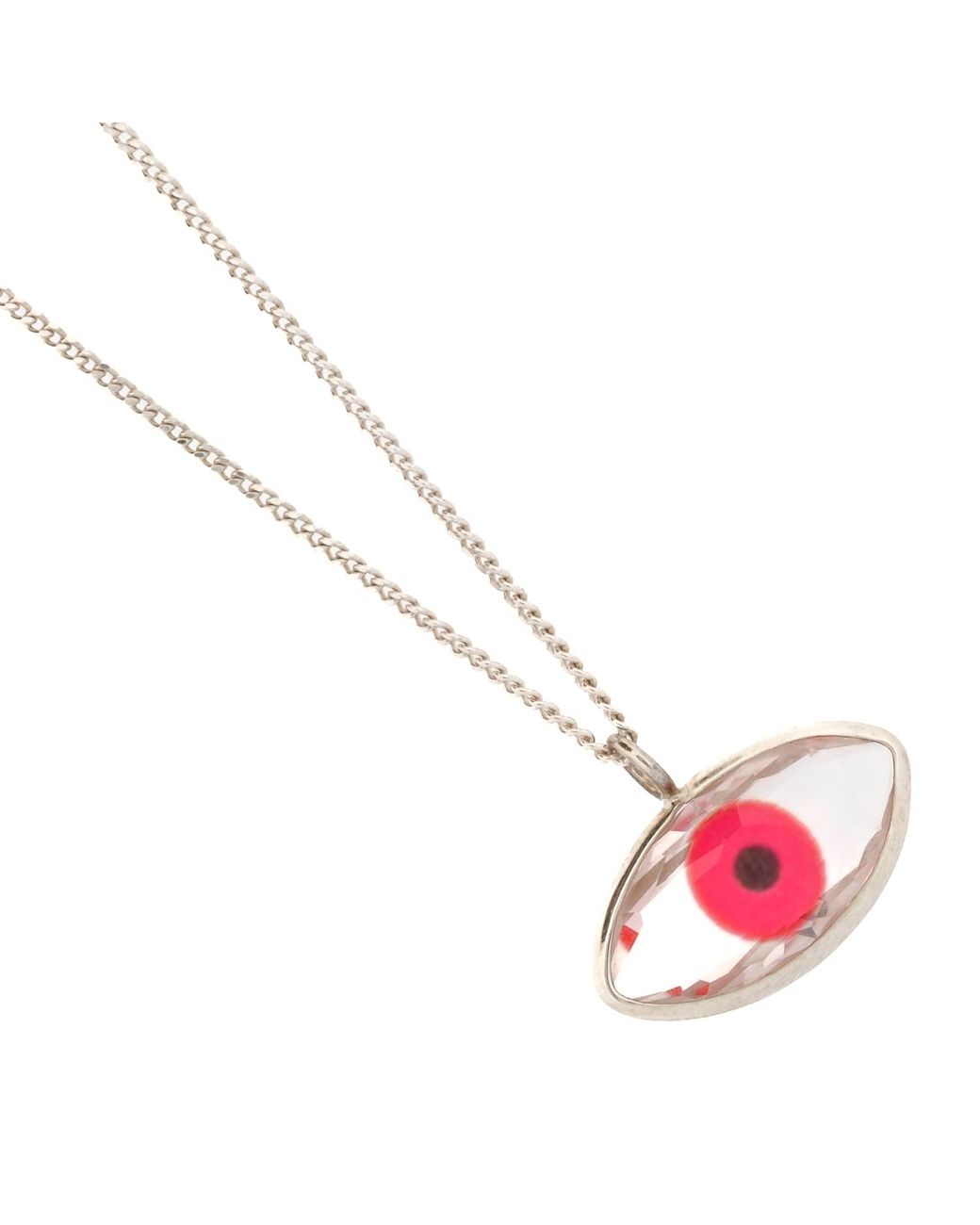 Ebru Jewelry Pink Glass Evil Eye Sterling Necklace
