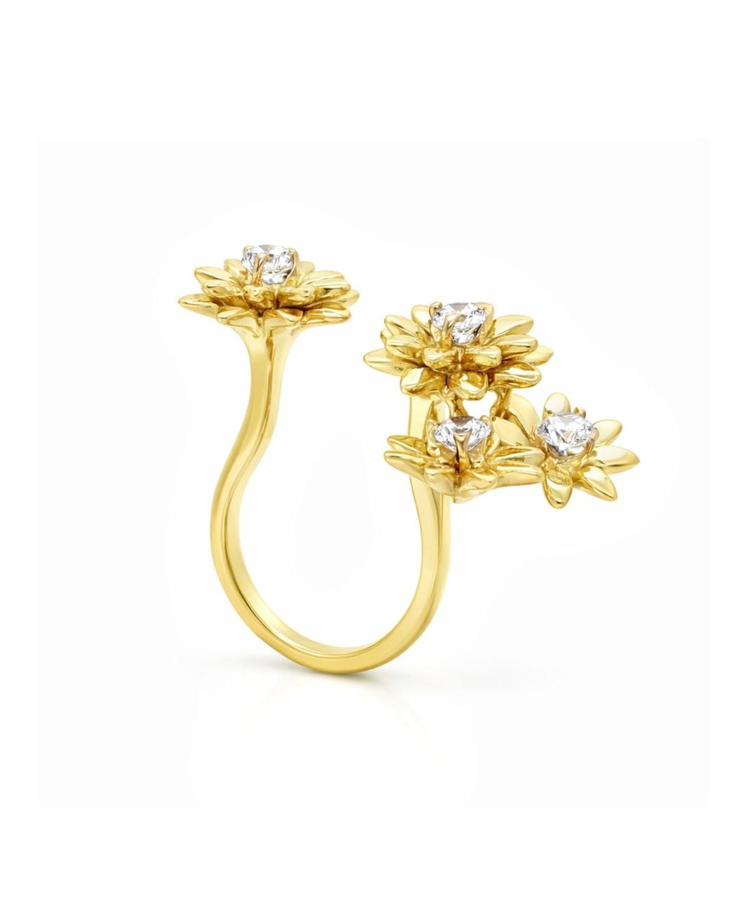 Unaloe Metallic Vermeil Flower Ring With Zirconia – Floral Statement Ring, Luxury Italian Artisan Jewelry For Womena