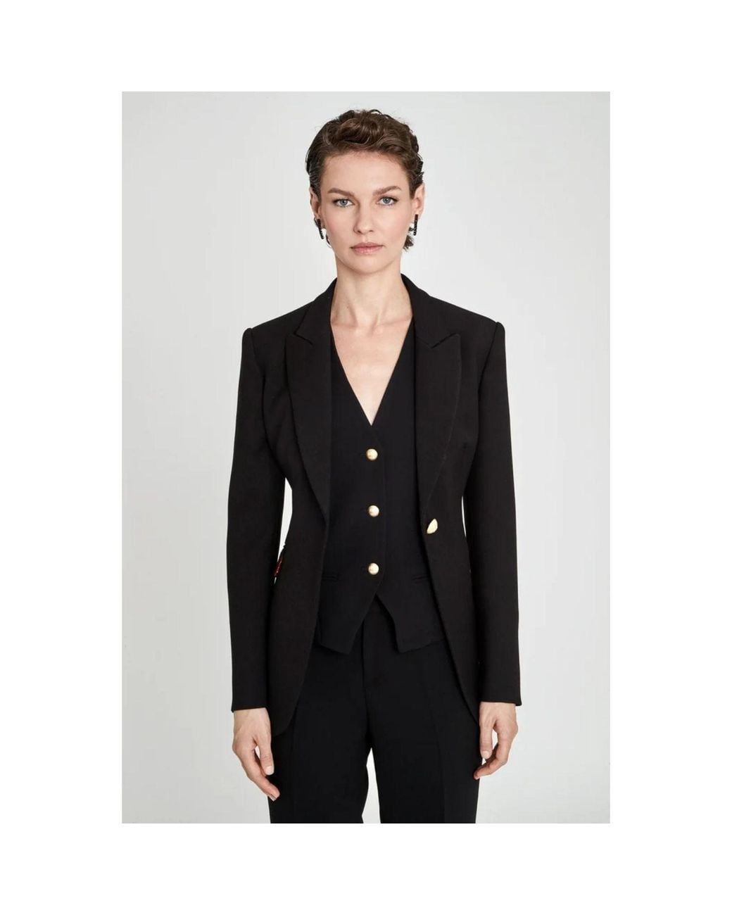 The Extreme Collection Black Tailored Blazer Single-Button Atelier