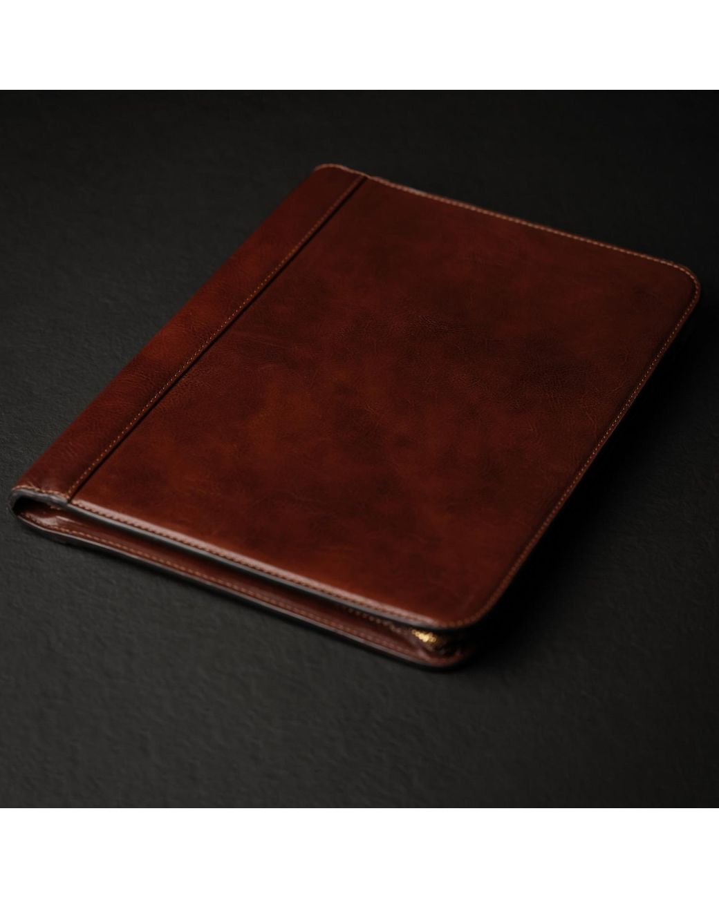 Time Resistance Brown Leather Documents Folder Organizer