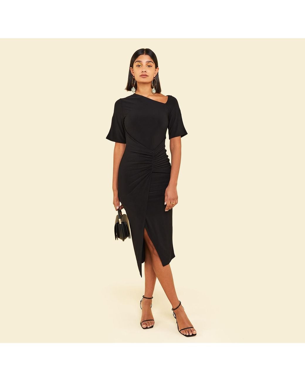 Celestine & Mae Black Latica Midi Dress