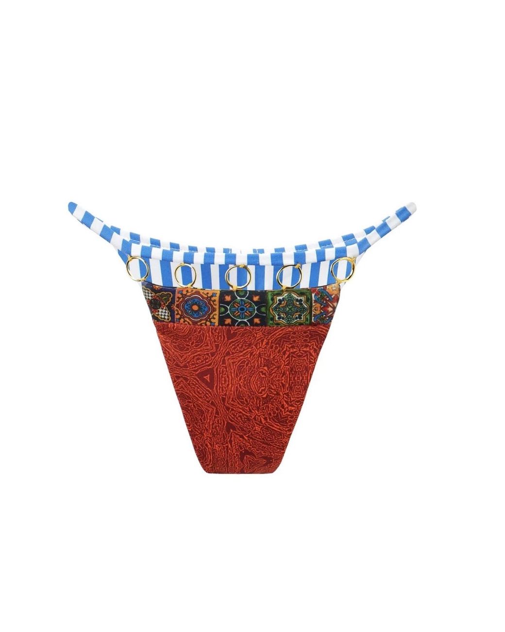 Akosha Swimwear Blue Cinco Bottom Terracotta