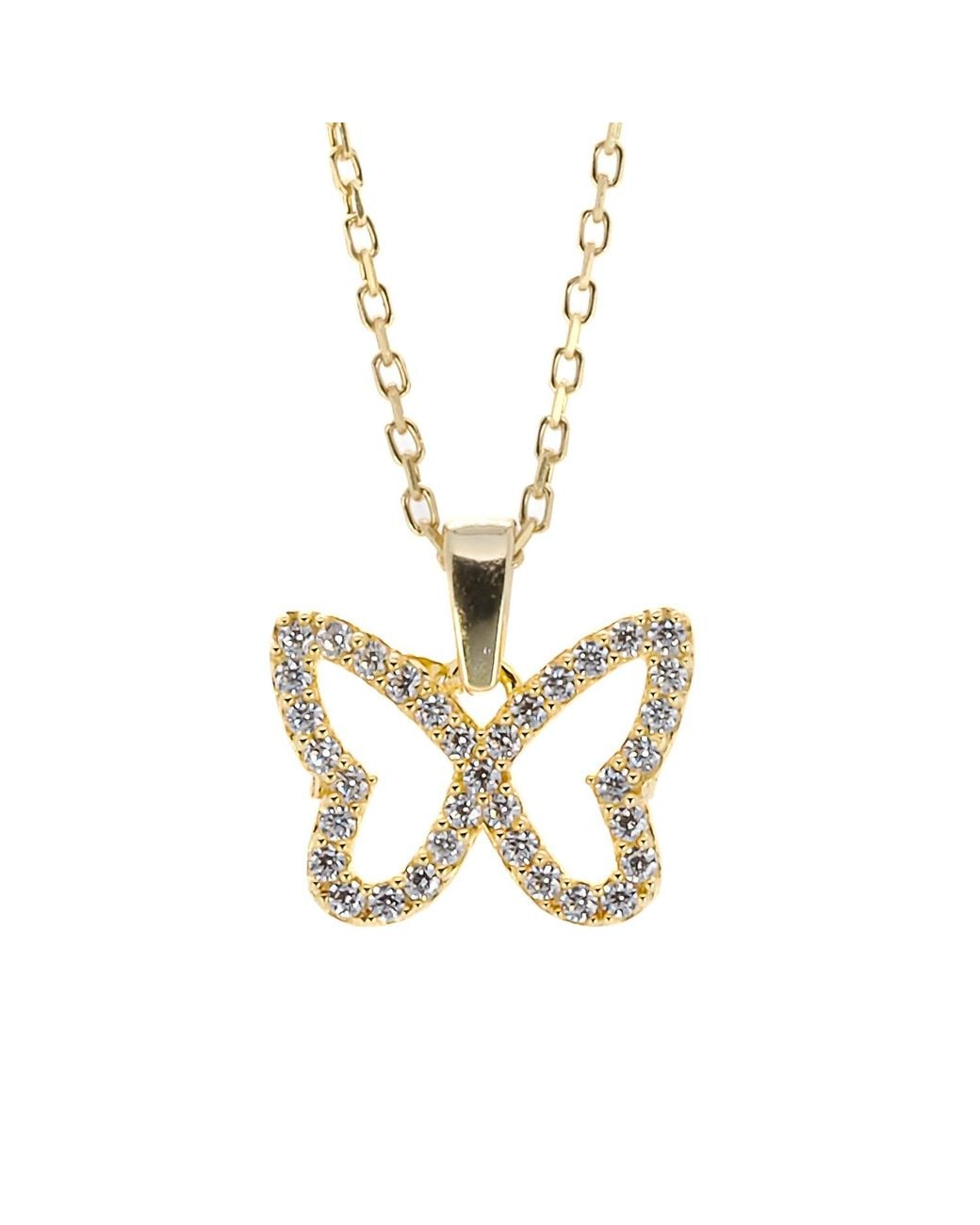 Ebru Jewelry Metallic Sparkly Butterfly Necklace