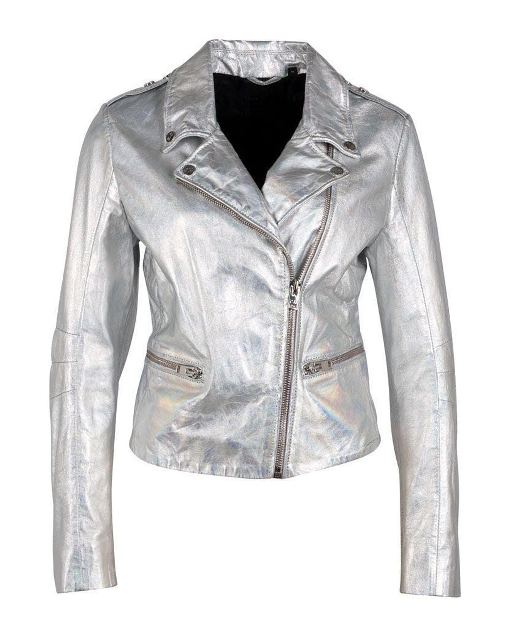 Mauritius Gray Metallic Leather Jacket Adeni