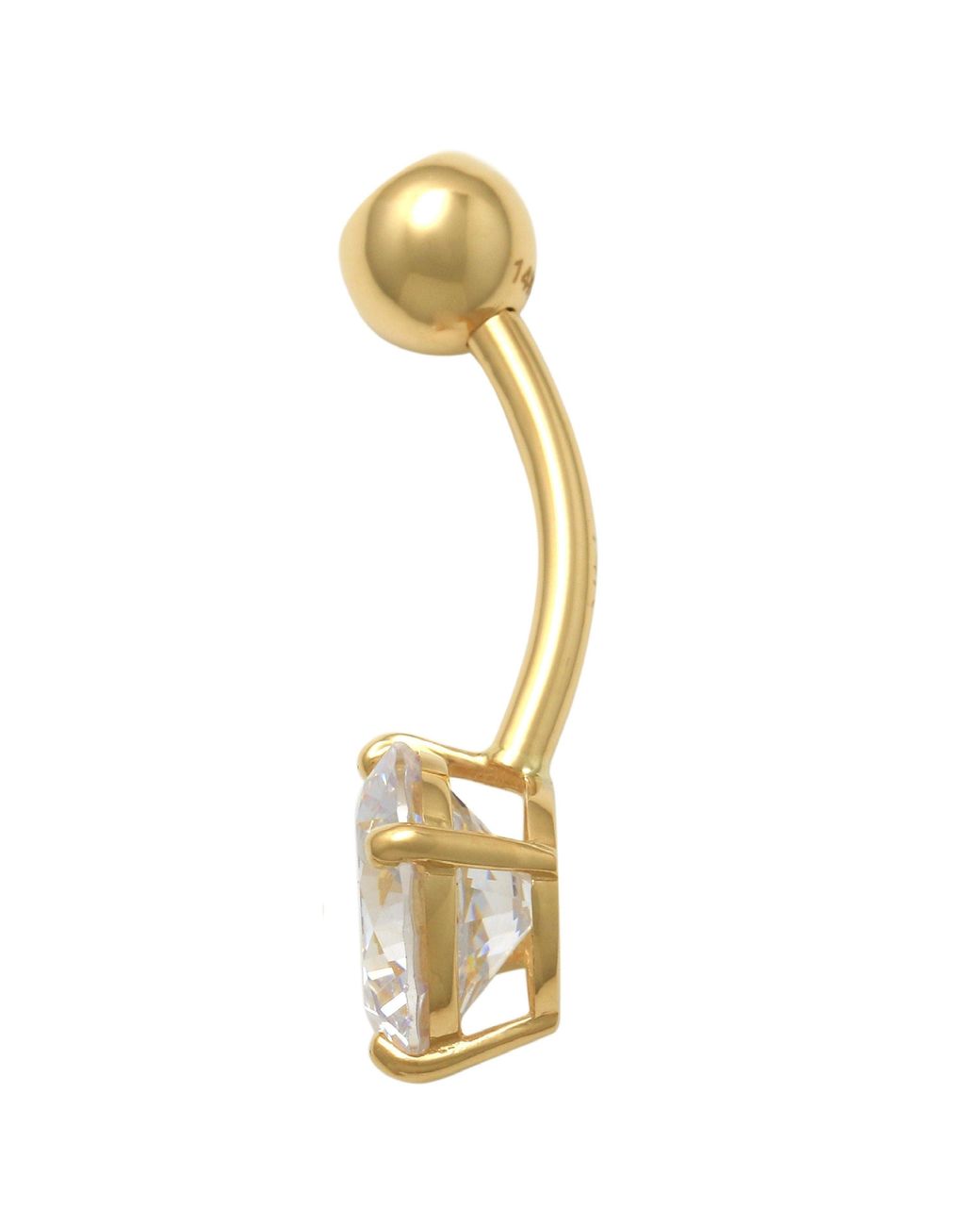 Zahav Jewelry Metallic 10K Solid Round Cz Belly Ring