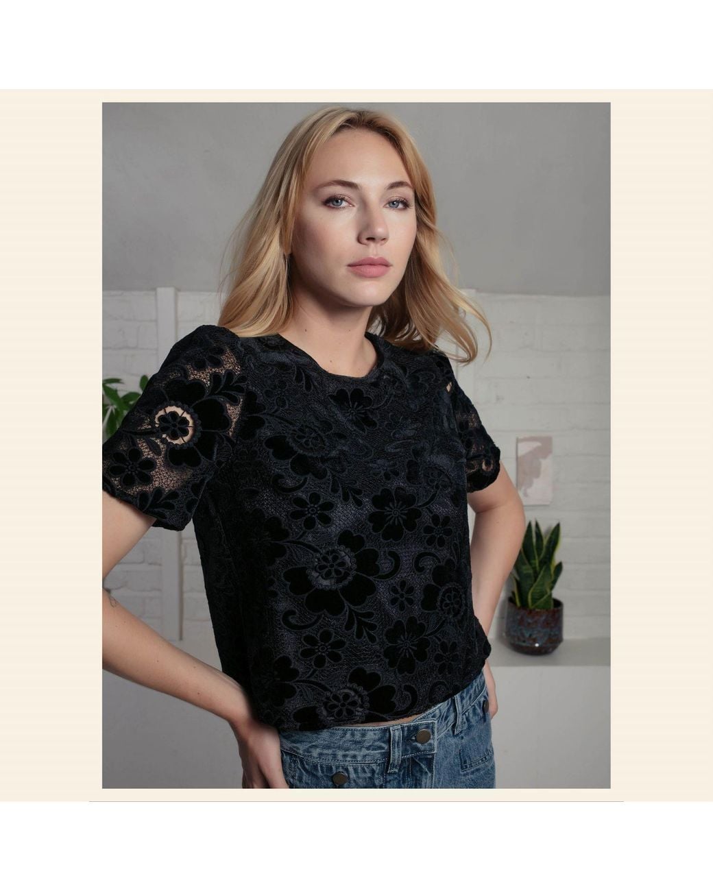 Nooki Design Black Corinne Lace Top