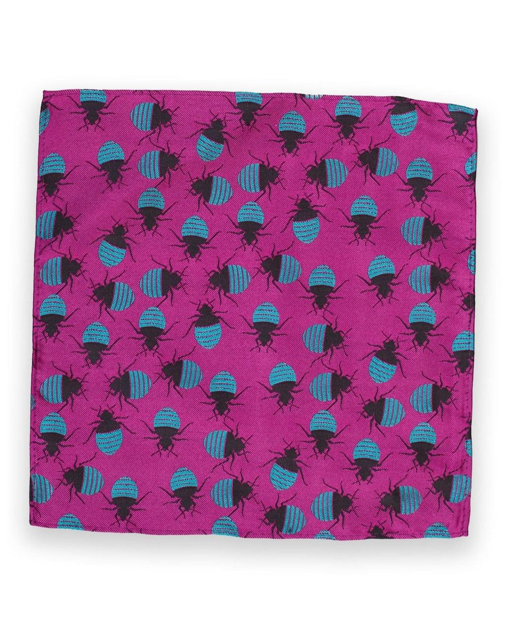 Gresham Blake Purple Fuchsia & Bed Bugs Silk Pocket Square for men