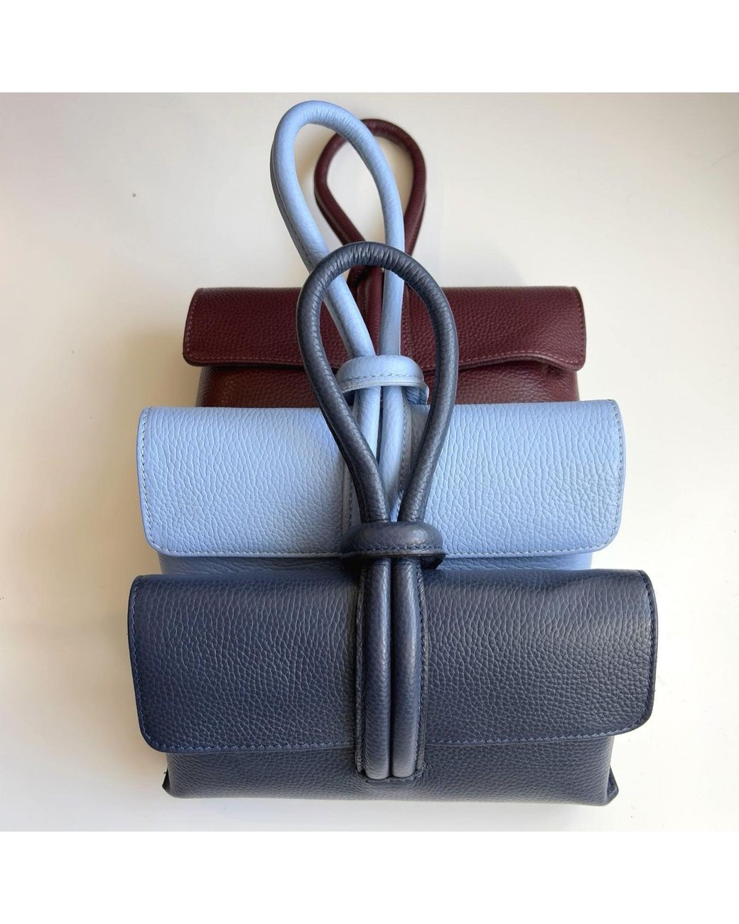 London Atelier Byproduct Red Burgundy Leather Loop Clutch Bag