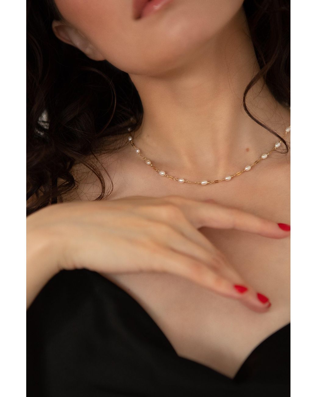 Katy Faye Metallic Michelle Rice Pearl Necklace