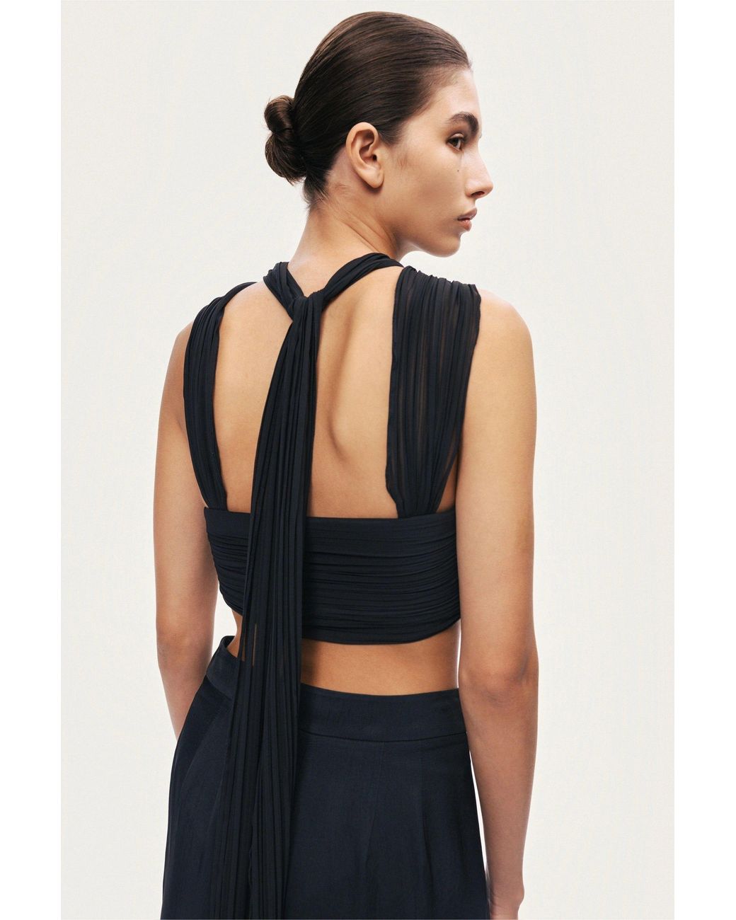Nocturne Black Strapless Draped Bustier Top