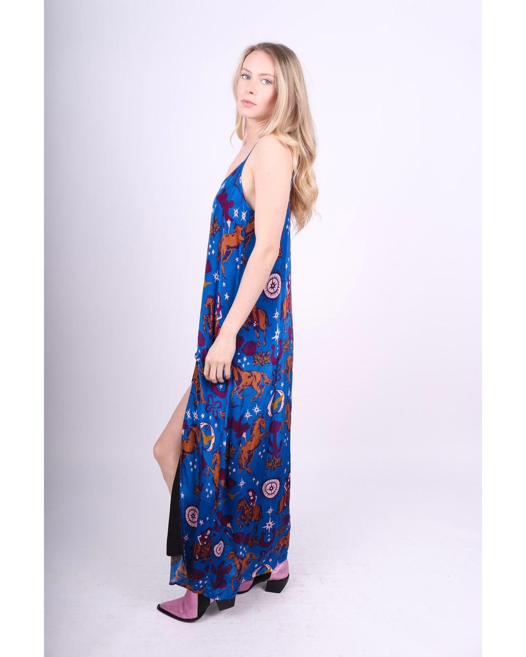 Any Old Iron Blue Easy Rider Star Viscose Dress