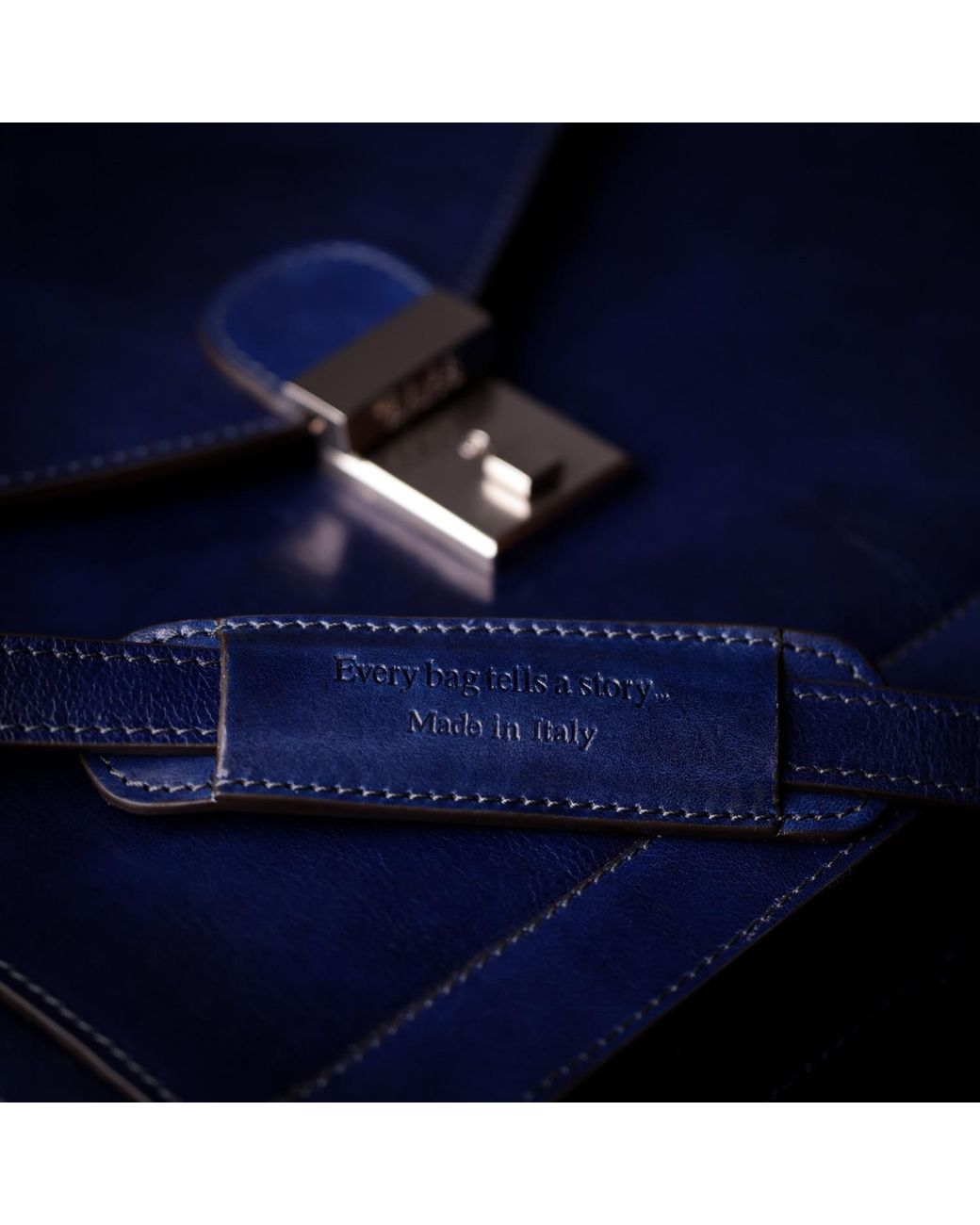 Time Resistance Blue Classic Design Leather Briefcase for men