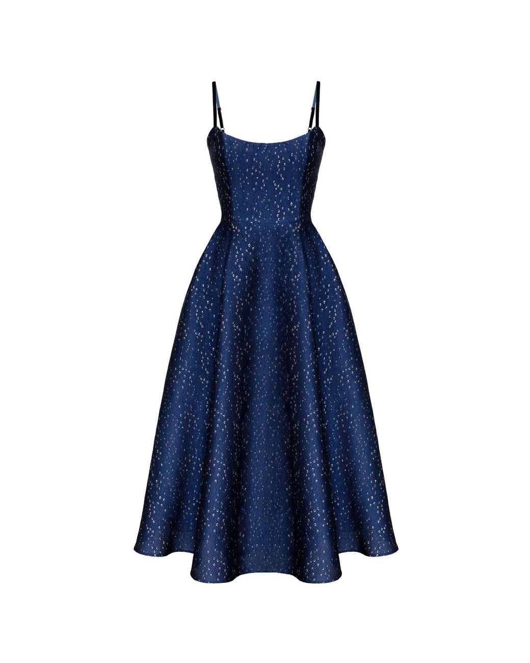 POST MERIDIEM Blue Jacquard Flecks Bustier Dress