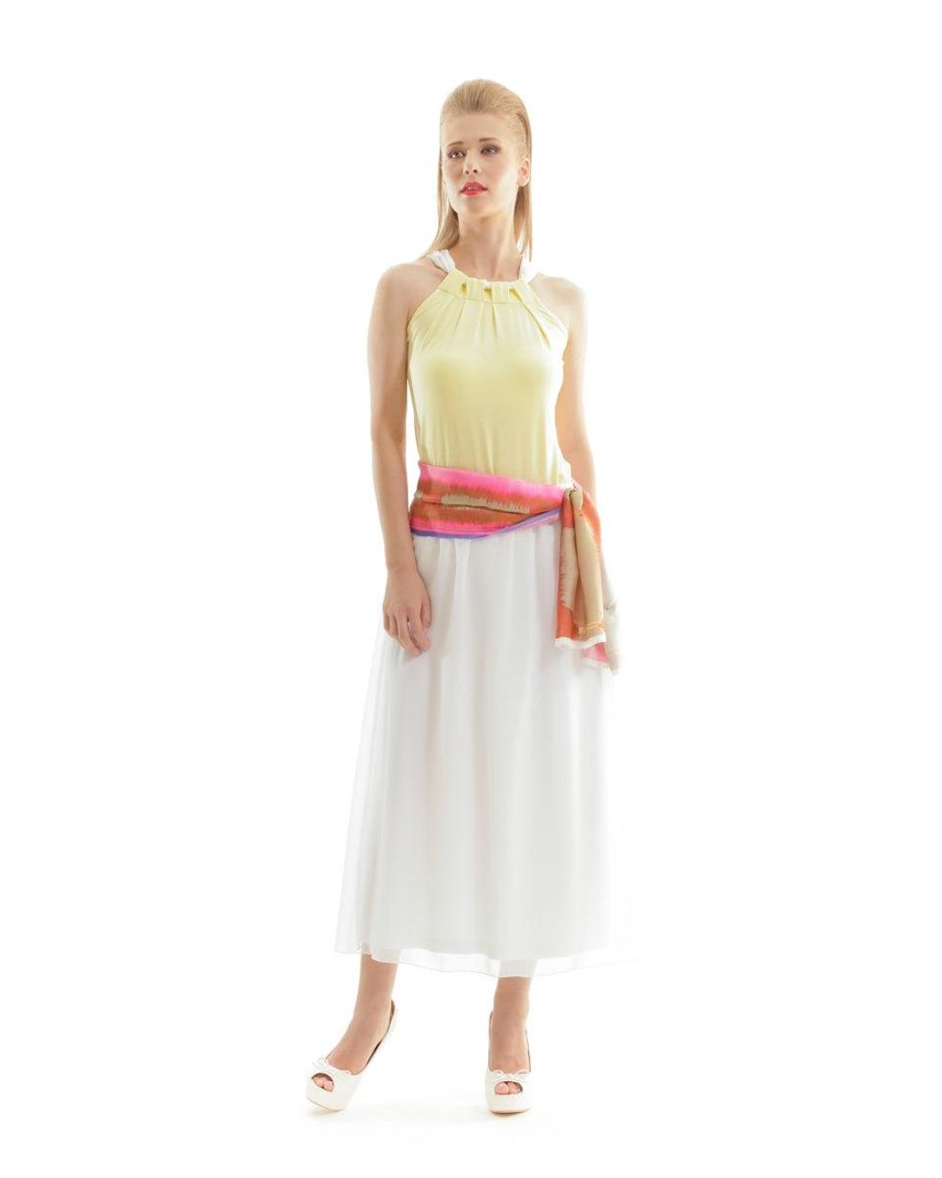 Conquista White Maxi Layer Skirt