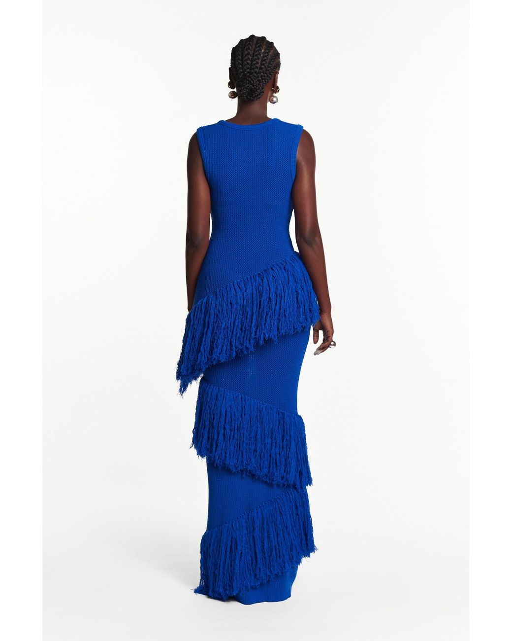 Ofuure Blue Uyai Fringe Maxi Dress
