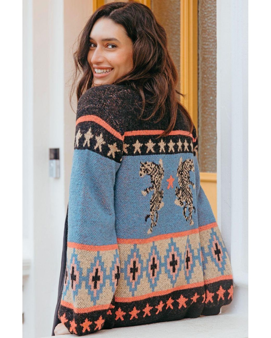 Sugarhill Black Yvette Cardigan Tigers