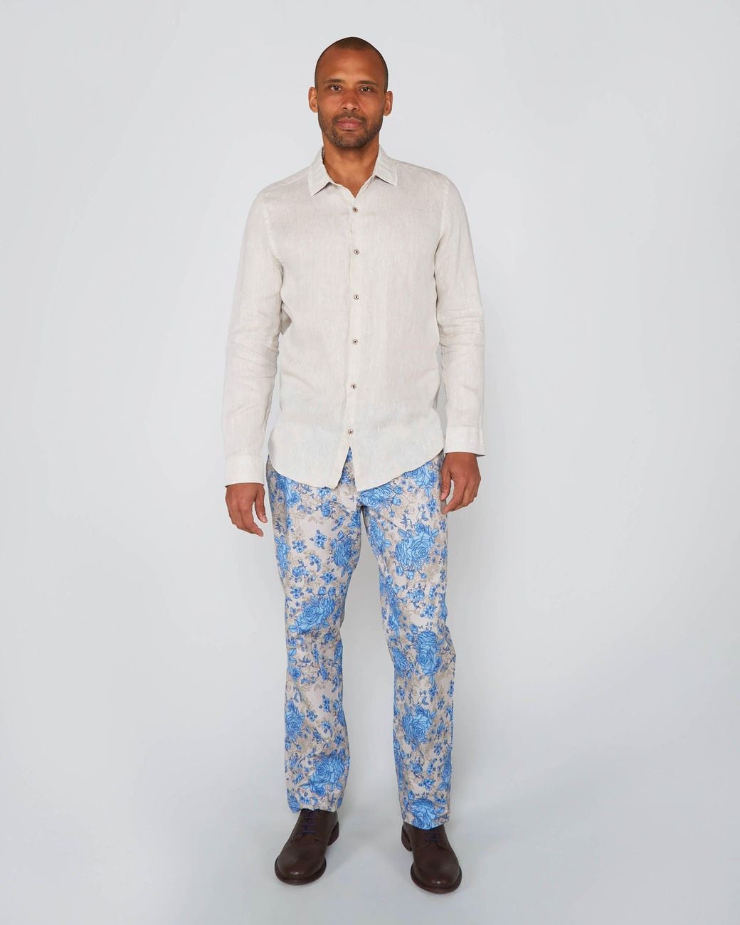 Lords of Harlech White Neutrals Laurent Linen Shirt for men