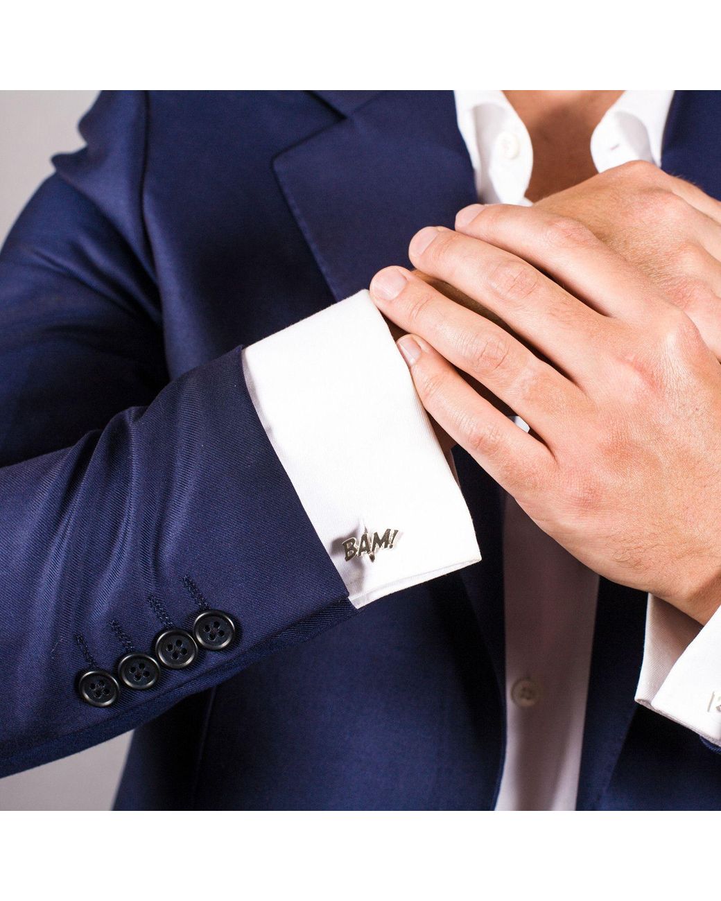 Edge Only White Pow! Bam! Cufflinks Sterling for men
