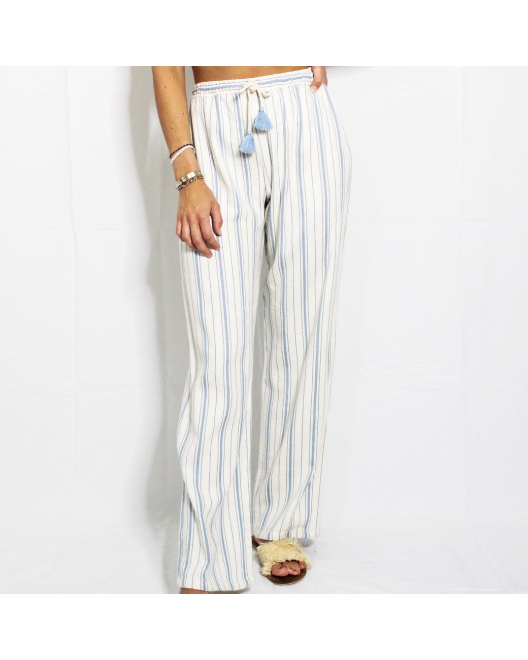 Boutique Kaotique Blue Striped Moroccan Beach Trousers