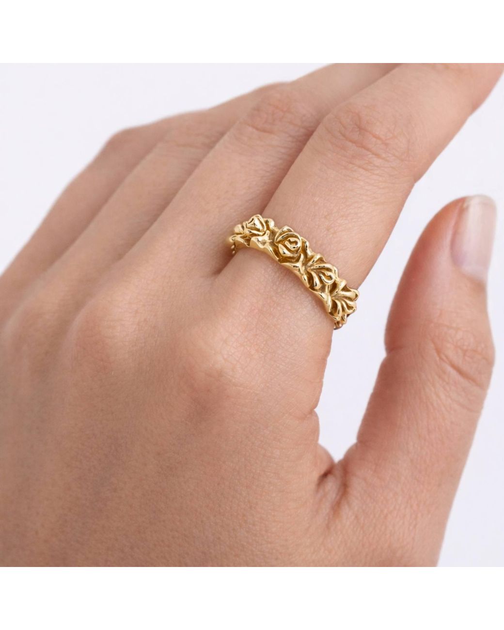 Unaloe Metallic Rose Crown Ring