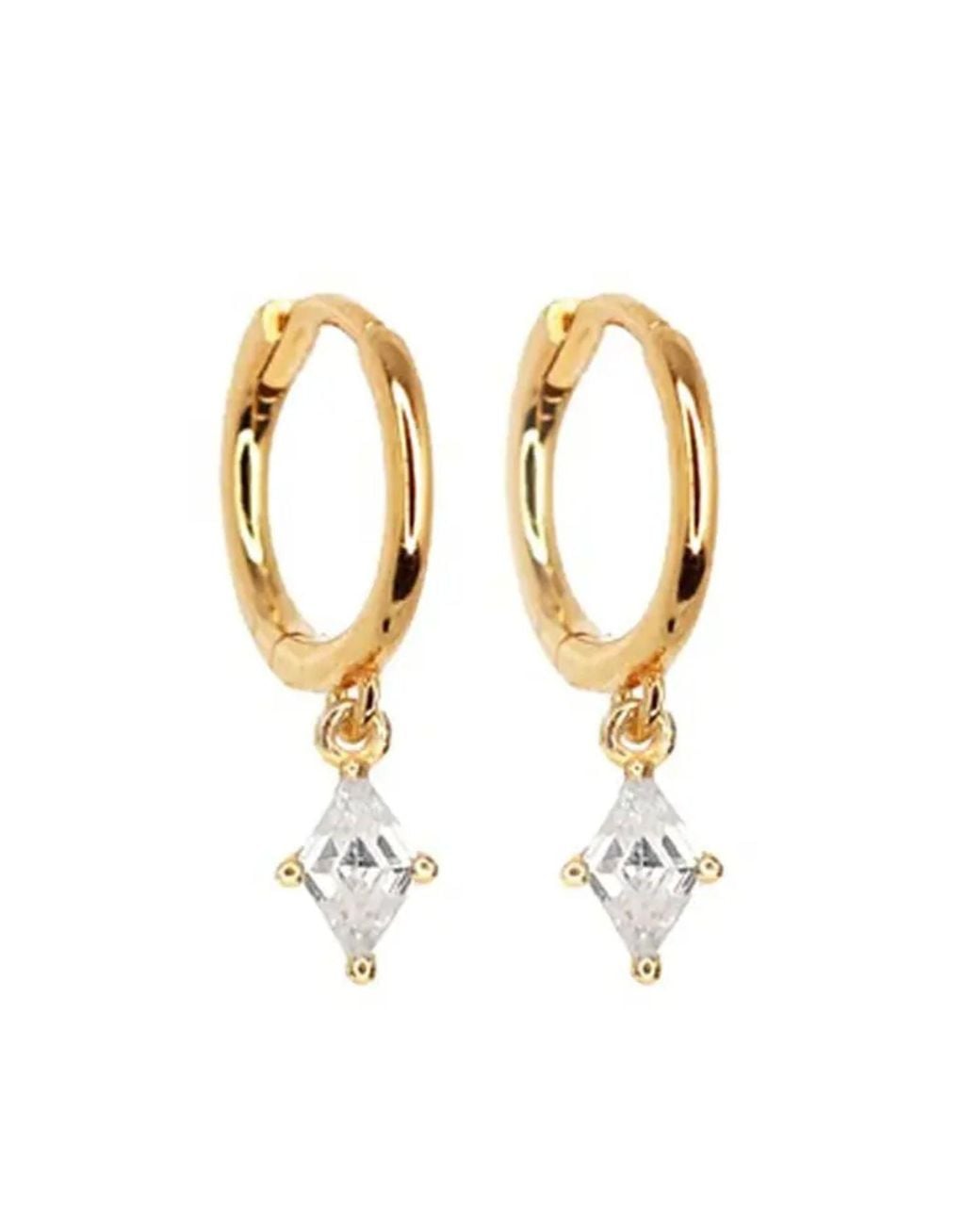 Sophelia Metallic Delicate Dangle Diamond April Birthstone Hoop Earrings