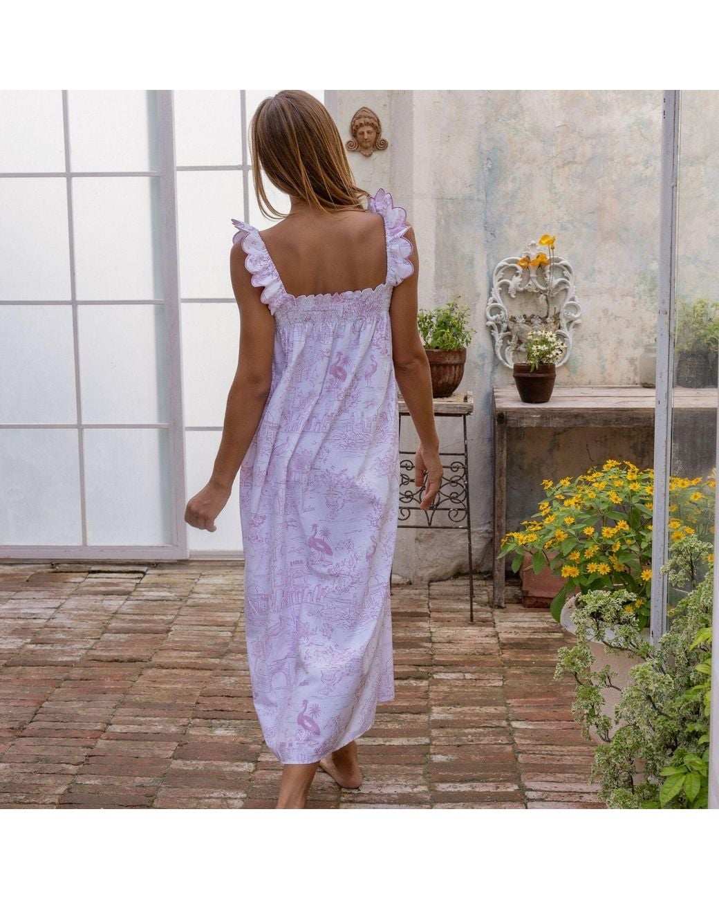 Love Letters X Purple Toile Nightie Long